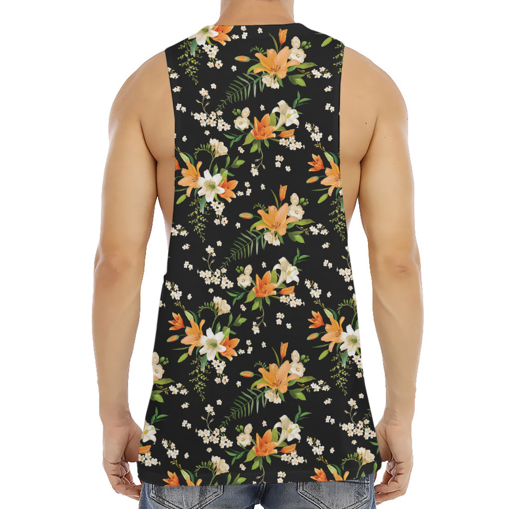Spring Lily Flowers Pattern Print Men's Muscle Tank Top