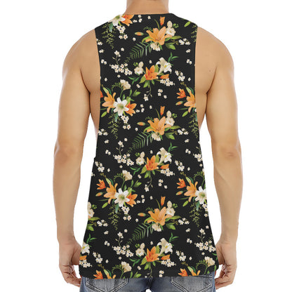 Spring Lily Flowers Pattern Print Men's Muscle Tank Top