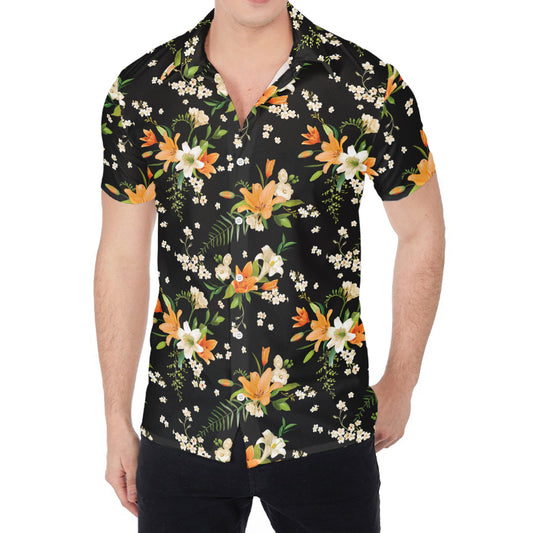Spring Lily Flowers Pattern Print Men's Shirt