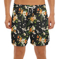 Spring Lily Flowers Pattern Print Men's Split Running Shorts