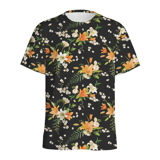 Spring Lily Flowers Pattern Print Men's Sports T-Shirt