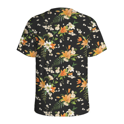 Spring Lily Flowers Pattern Print Men's Sports T-Shirt