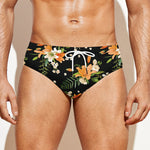 Spring Lily Flowers Pattern Print Men's Swim Briefs