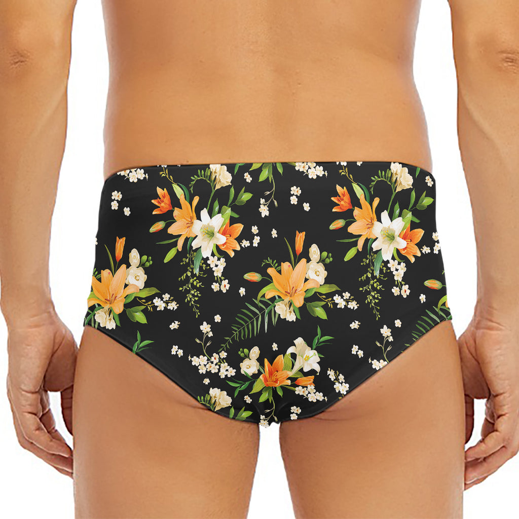 Spring Lily Flowers Pattern Print Men's Triangle Swim Briefs