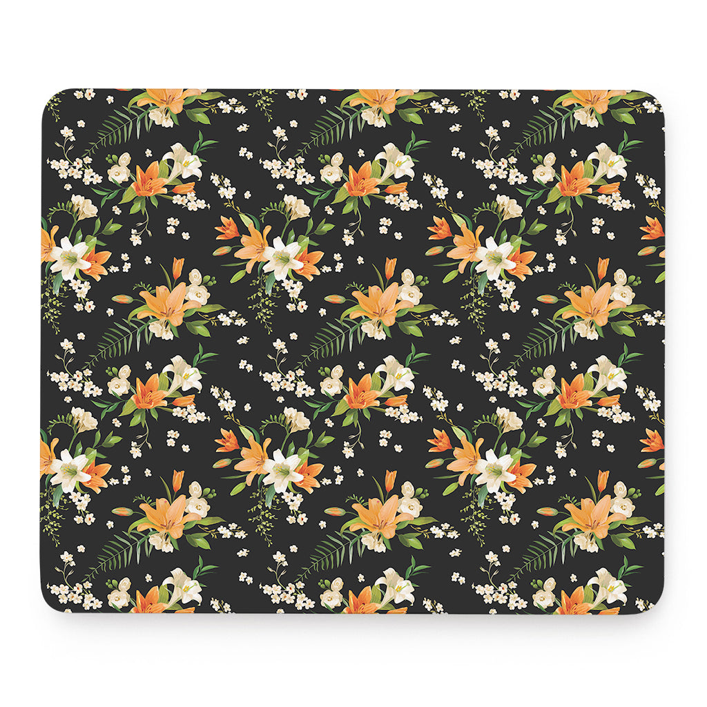 Spring Lily Flowers Pattern Print Mouse Pad