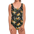 Spring Lily Flowers Pattern Print One Piece Swimsuit