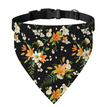 Spring Lily Flowers Pattern Print Over The Collar Dog Bandana