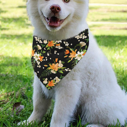 Spring Lily Flowers Pattern Print Over The Collar Dog Bandana