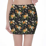 Spring Lily Flowers Pattern Print Pencil Mini Skirt