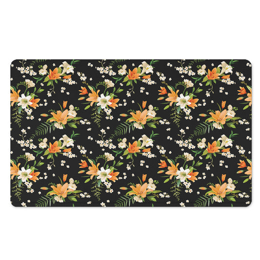 Spring Lily Flowers Pattern Print Polyester Doormat