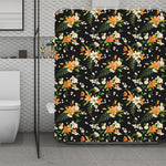 Spring Lily Flowers Pattern Print Polyester Shower Curtain