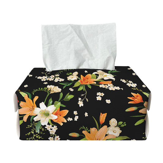 Spring Lily Flowers Pattern Print Rectangle Tissue Box Cover