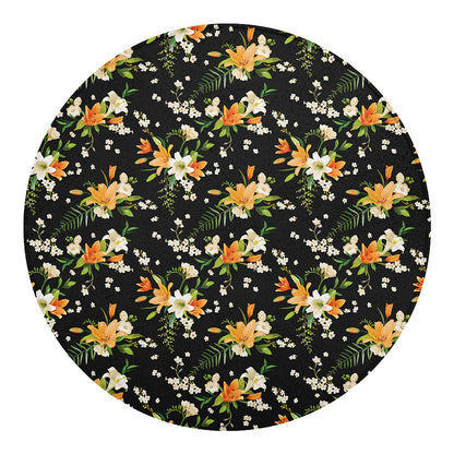 Spring Lily Flowers Pattern Print Round Blanket