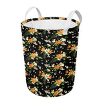 Spring Lily Flowers Pattern Print Round Laundry Basket