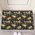 Spring Lily Flowers Pattern Print Rubber Doormat