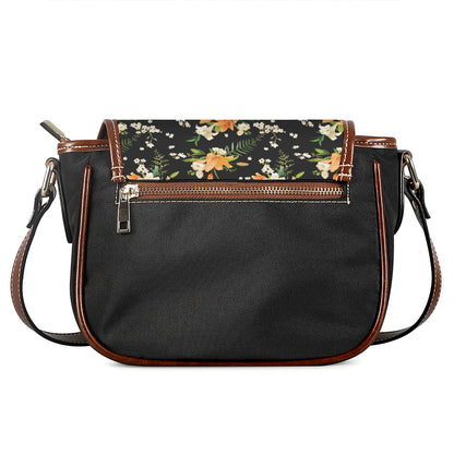 Spring Lily Flowers Pattern Print Saddle Bag