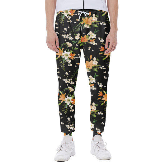 Spring Lily Flowers Pattern Print Scuba Joggers