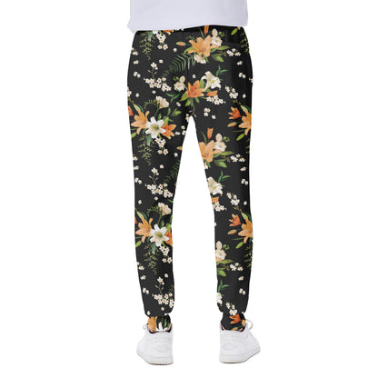 Spring Lily Flowers Pattern Print Scuba Joggers