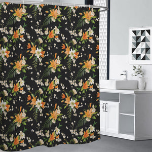 Spring Lily Flowers Pattern Print Shower Curtain