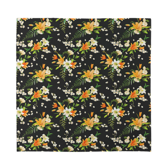 Spring Lily Flowers Pattern Print Silk Bandana