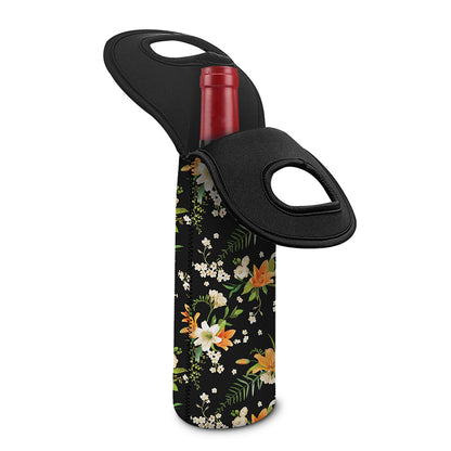 Spring Lily Flowers Pattern Print Single Neoprene Wine Tote