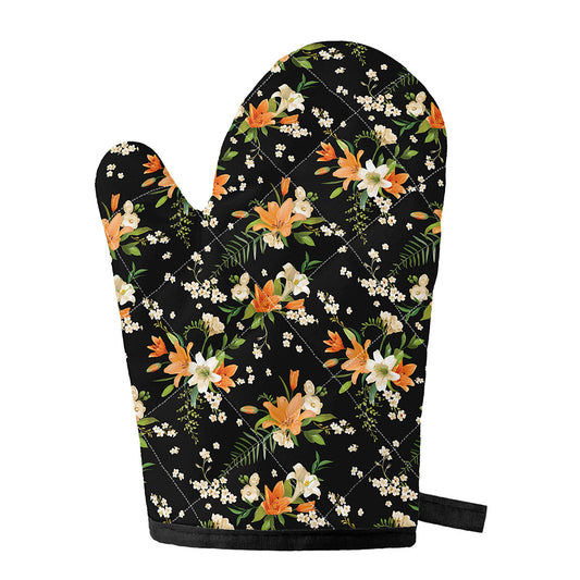 Spring Lily Flowers Pattern Print Single Oven Mitt