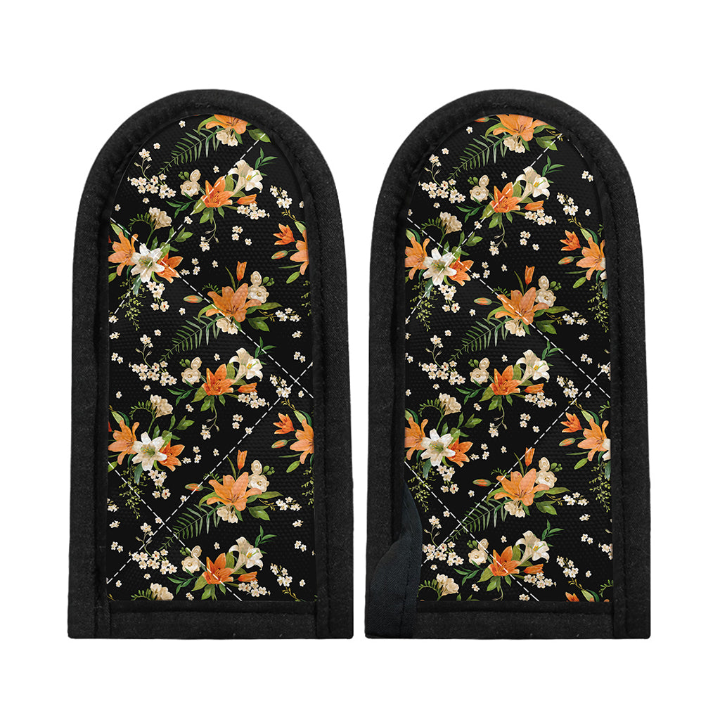 Spring Lily Flowers Pattern Print Skillet Handle Cover
