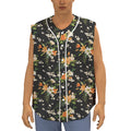 Spring Lily Flowers Pattern Print Sleeveless Baseball Jersey