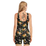 Spring Lily Flowers Pattern Print Sleeveless One Piece Swimsuit