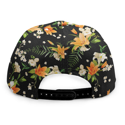 Spring Lily Flowers Pattern Print Snapback Cap