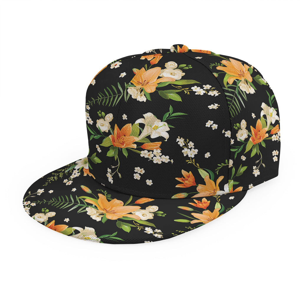 Spring Lily Flowers Pattern Print Snapback Cap