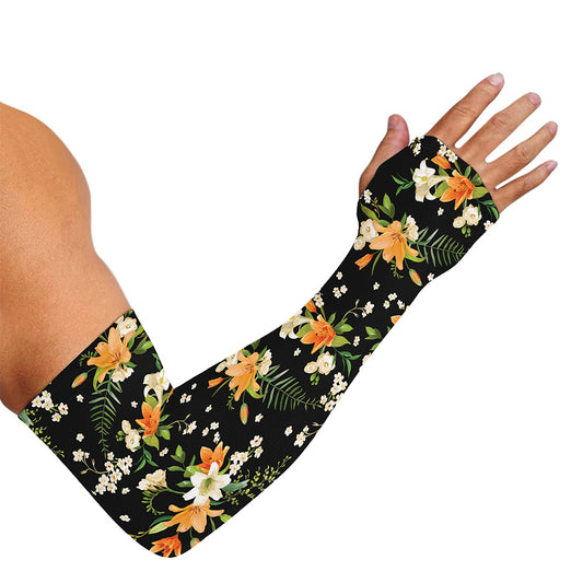 Spring Lily Flowers Pattern Print Sun Protection Arm Sleeves