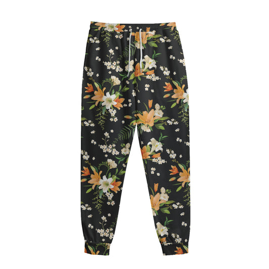 Spring Lily Flowers Pattern Print Sweatpants