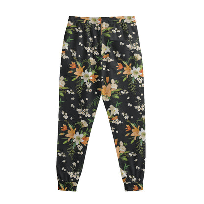 Spring Lily Flowers Pattern Print Sweatpants