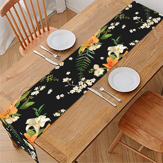 Spring Lily Flowers Pattern Print Table Runner