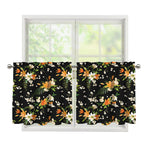 Spring Lily Flowers Pattern Print Tier Curtains