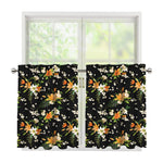 Spring Lily Flowers Pattern Print Tier Curtains
