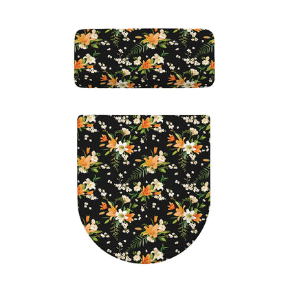 Spring Lily Flowers Pattern Print Toilet Lid And Tank Cover Set
