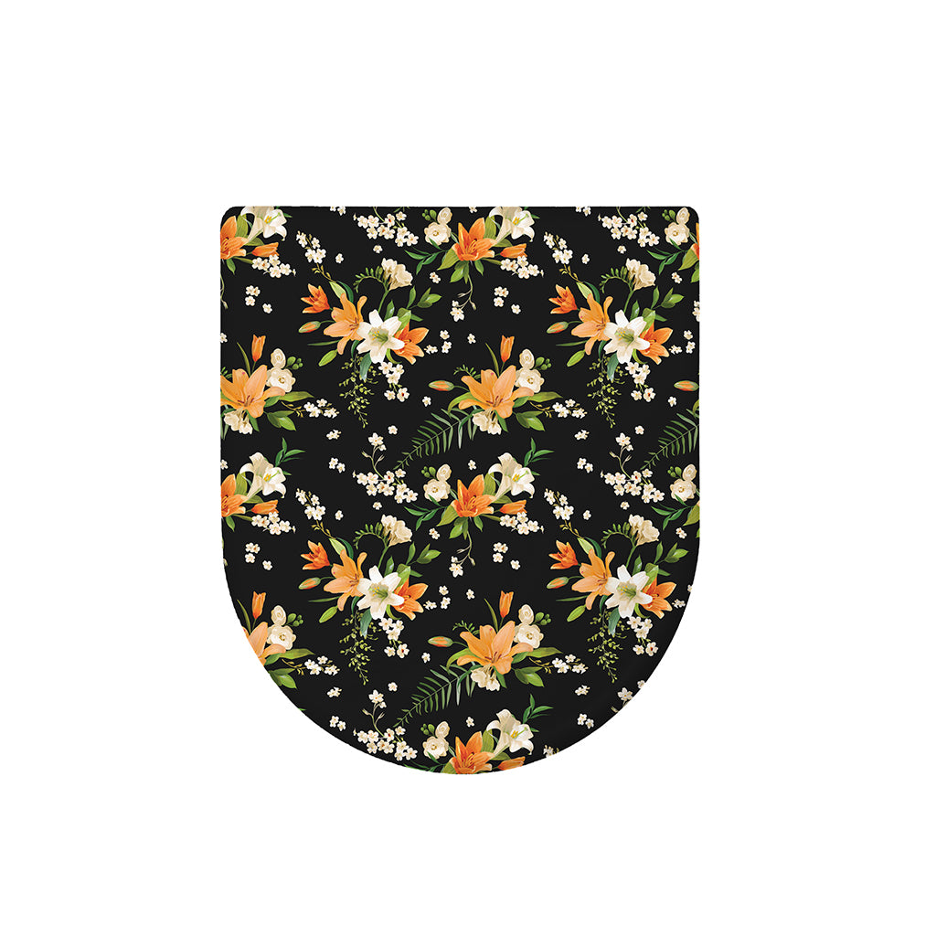 Spring Lily Flowers Pattern Print Toilet Lid Cover