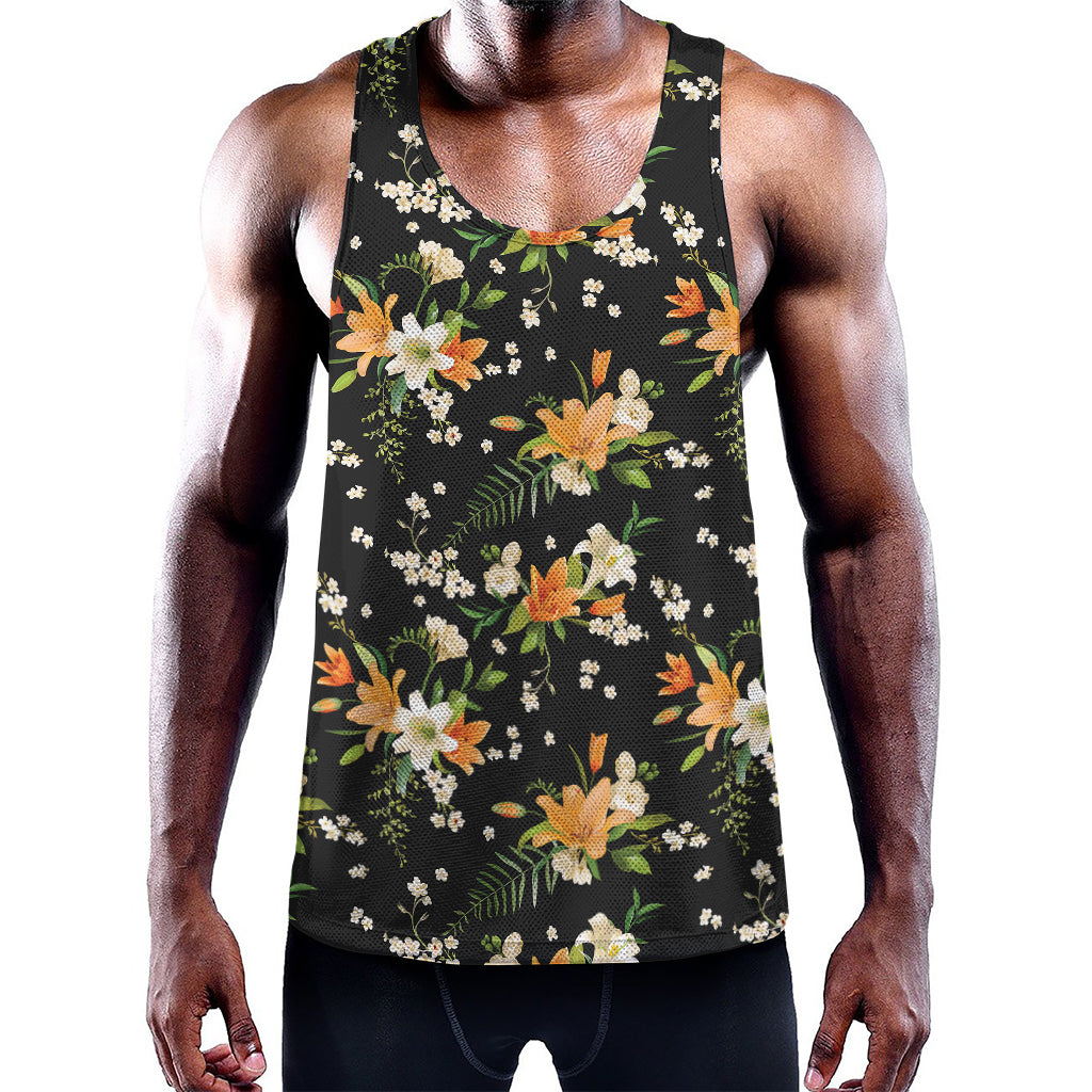 Spring Lily Flowers Pattern Print Training Tank Top