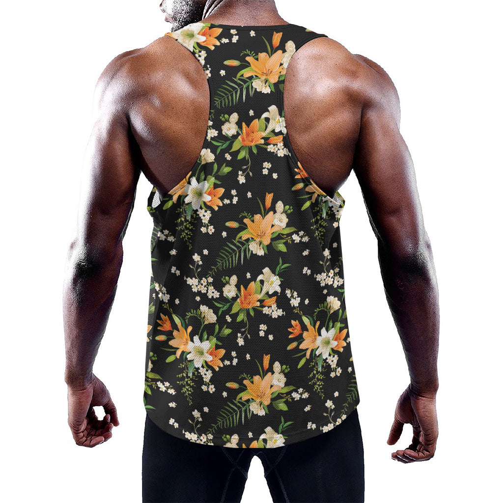 Spring Lily Flowers Pattern Print Training Tank Top