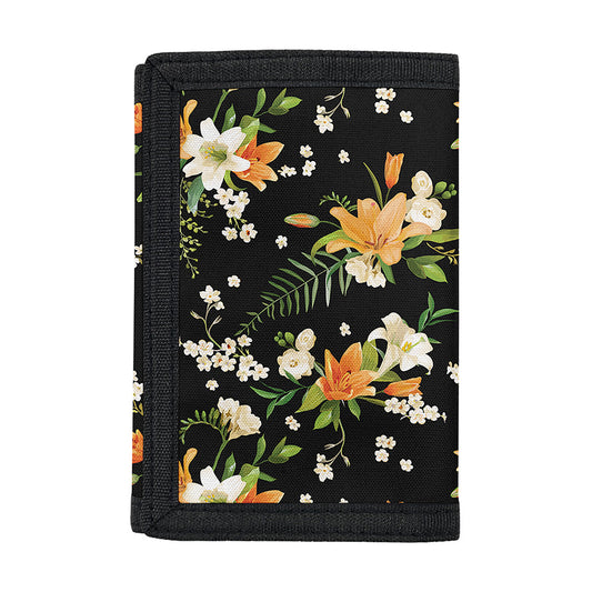 Spring Lily Flowers Pattern Print Trifold Wallet