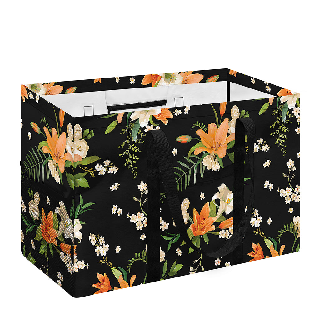 Spring Lily Flowers Pattern Print Utility Tote Bag
