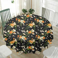 Spring Lily Flowers Pattern Print Waterproof Round Tablecloth
