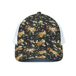 Spring Lily Flowers Pattern Print White Mesh Trucker Cap