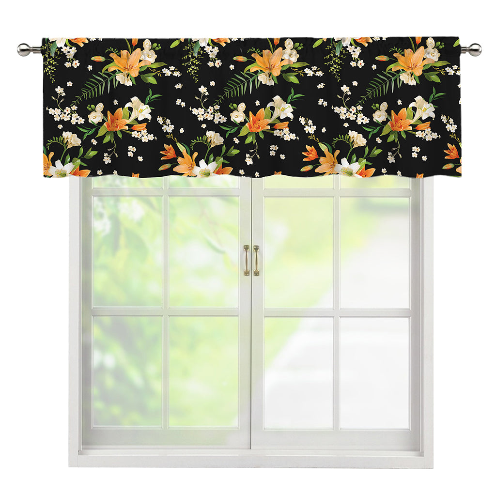 Spring Lily Flowers Pattern Print Window Valance