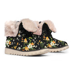 Spring Lily Flowers Pattern Print Winter Boots