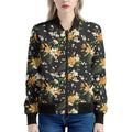 Spring Lily Flowers Pattern Print Women's Bomber Jacket