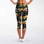 Spring Lily Flowers Pattern Print Women's Capri Leggings