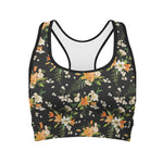 Spring Lily Flowers Pattern Print Women's Sports Bra